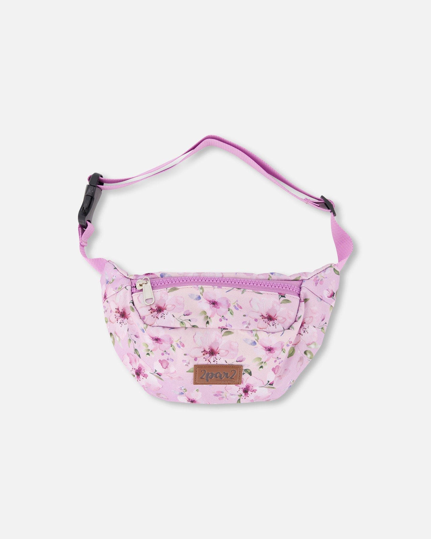 Deux par Deux Adjustable Straps Flower Fanny Pack, Main, color, Purple Floral Print