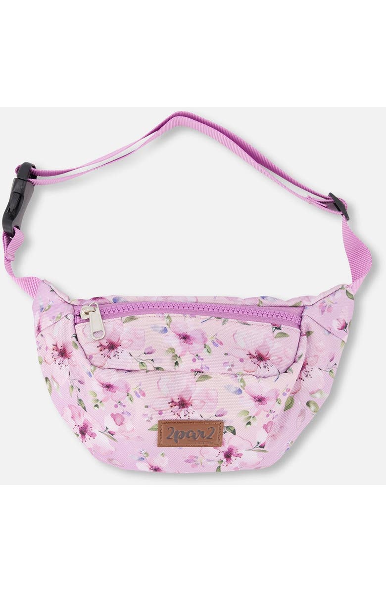 Deux par Deux Adjustable Straps Flower Fanny Pack, Main, color, Purple Floral Print