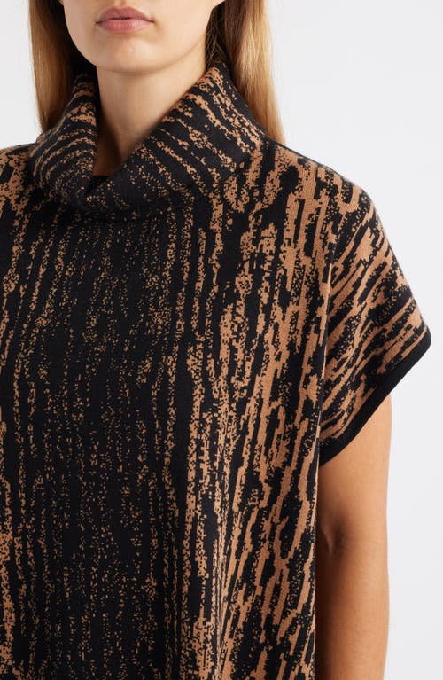Anne Klein Animal Stripe Short Sleeve Tunic Sweater In Animal Print