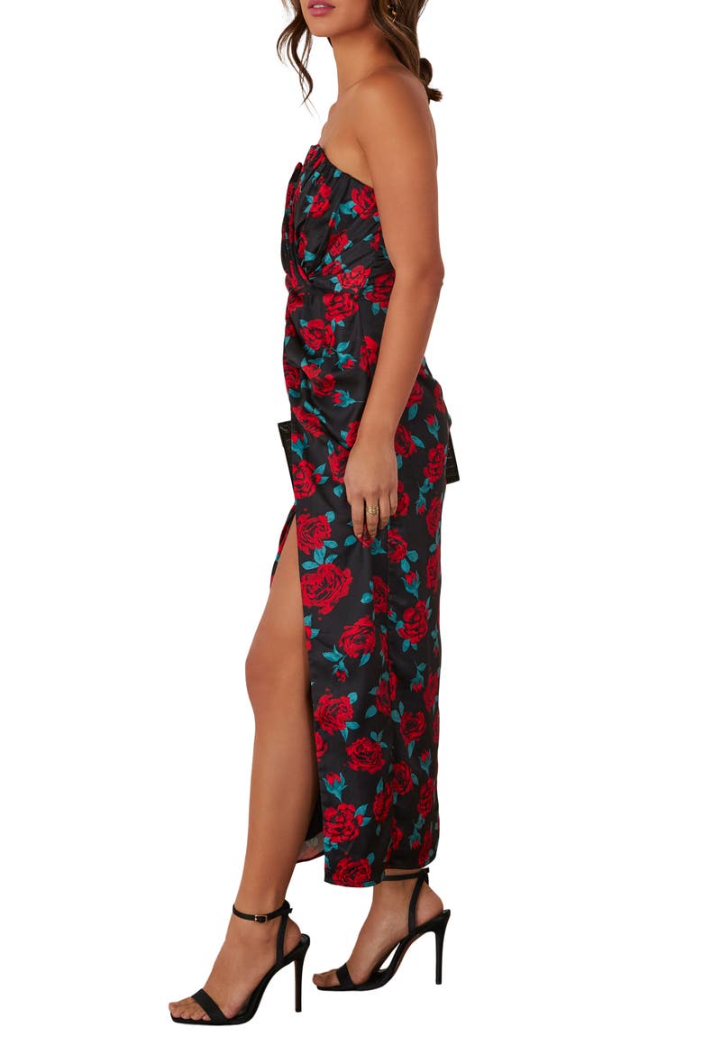 Lovestruck Floral Strapless Dress, Alternate, color, BLACK MULTI