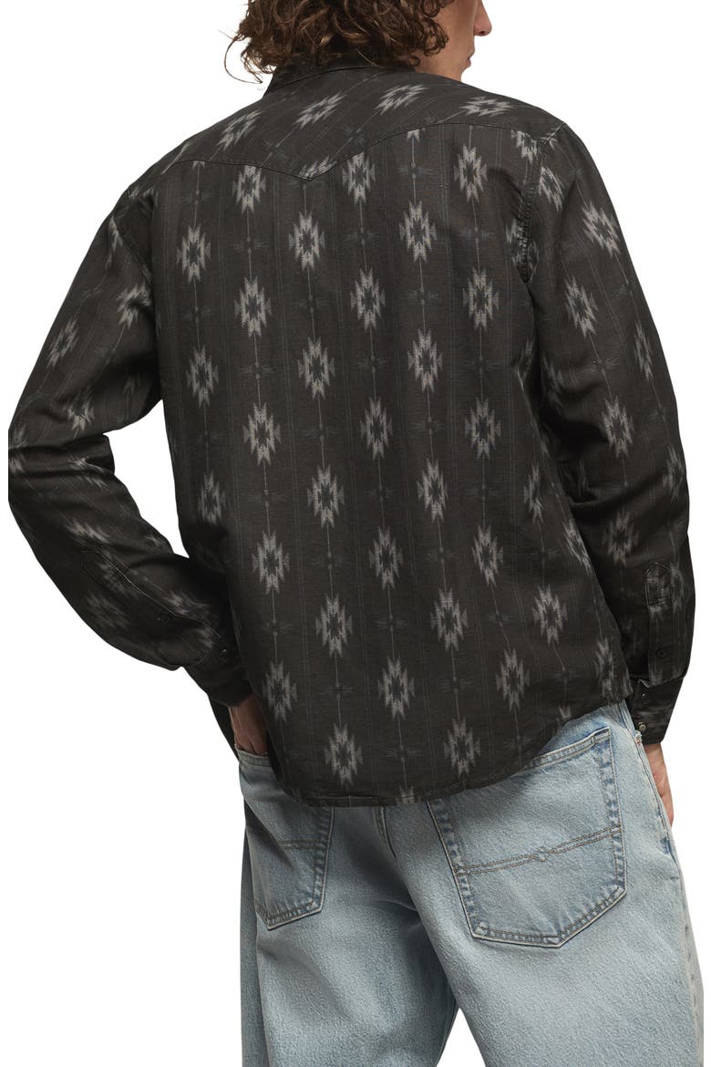 Geo Pattern Slub Cotton Snap-Up Western Shirt, Alternate, color, BLACK MULTI