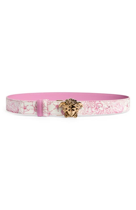 Medusa Buckle Reversible Leather Belt