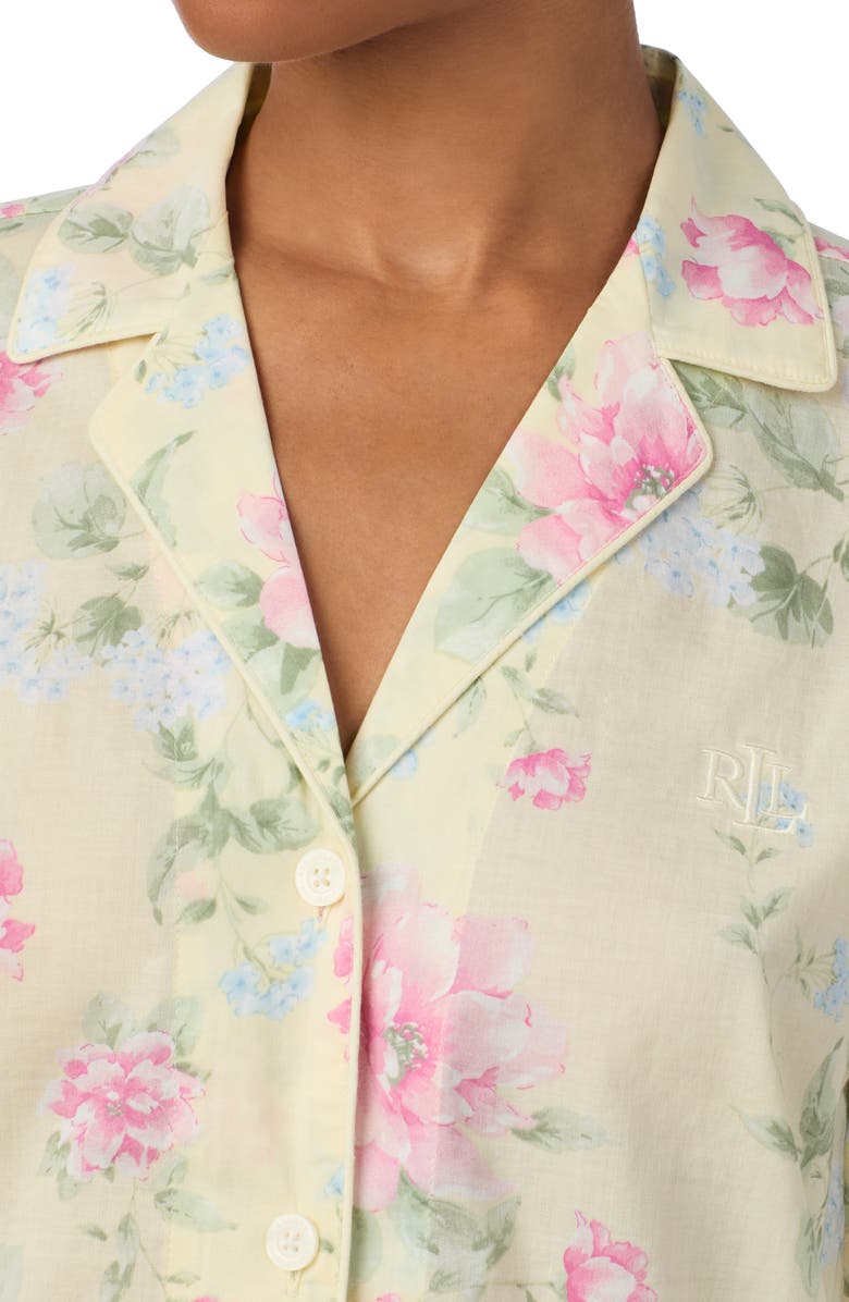 Lauren Ralph Lauren Floral Cotton Blend Pajamas, Alternate, color, Yellow Flower