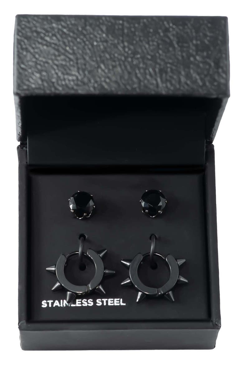 Metal Black Earring Set - Set of 2, Alternate, color, GUN
