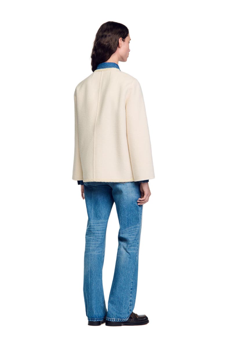 SANDRO Coat with braided trim, Alternate, color, 