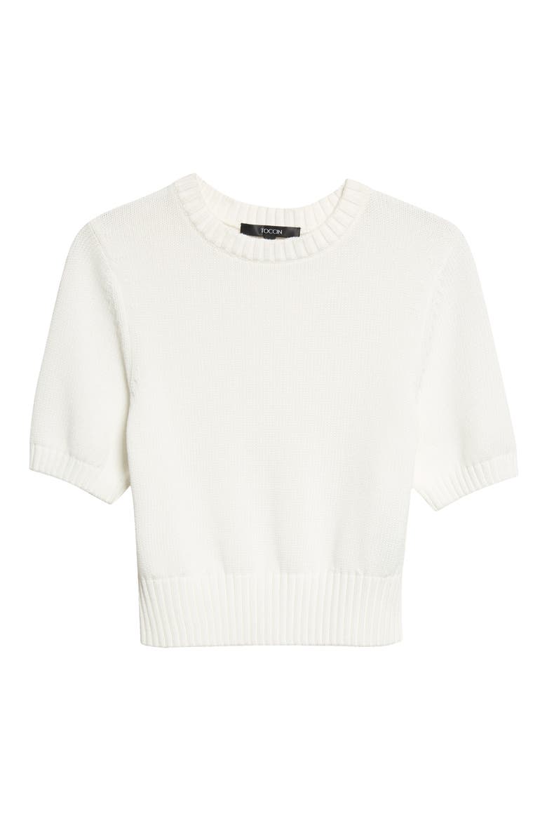 Elsie Organic Cotton Short Sleeve Sweater, Alternate, color, OPTIC