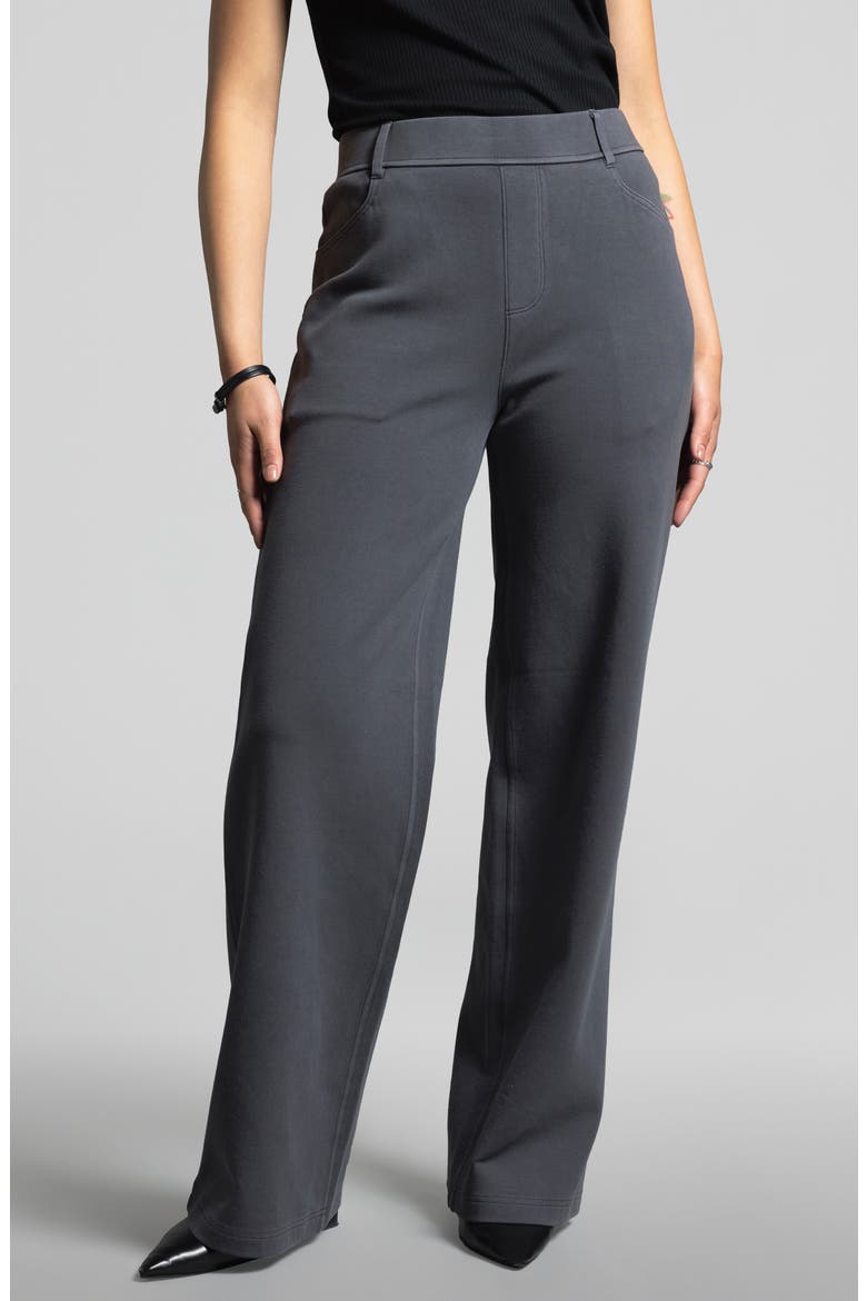 Genevieve Pull-On Cotton Blend Pants, Main, color, EBONY
