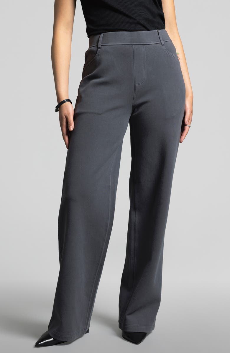 WEEKEND LOS ANGELES Genevieve Pull-On Cotton Blend Pants, Main, color, Ebony