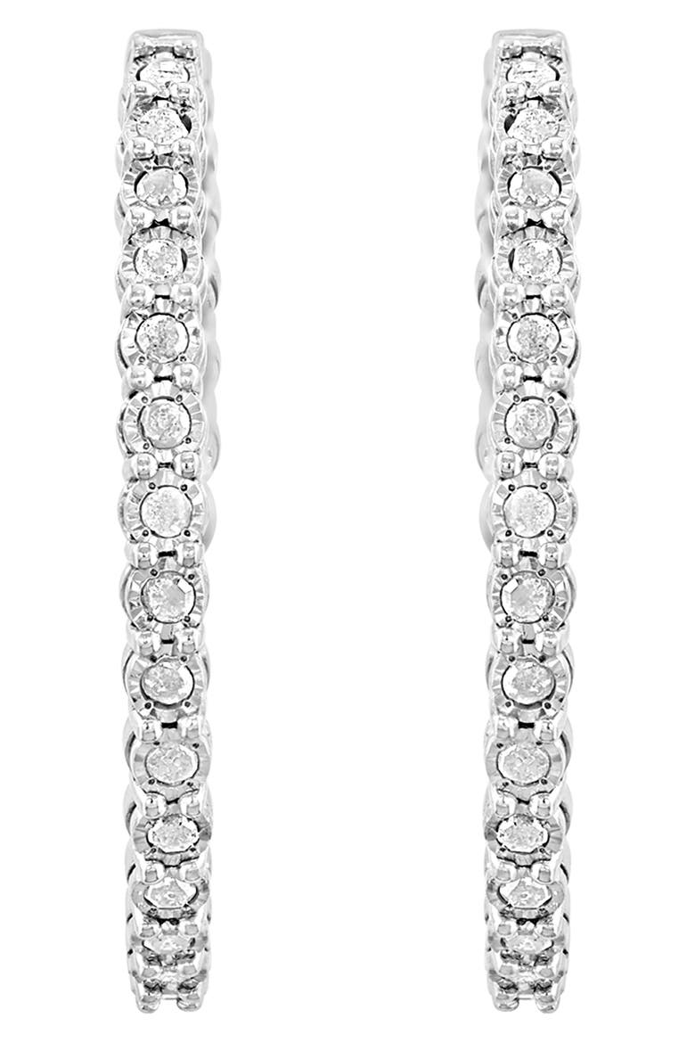Diamond Oval Hoop Earrings, Alternate, color, SILVER