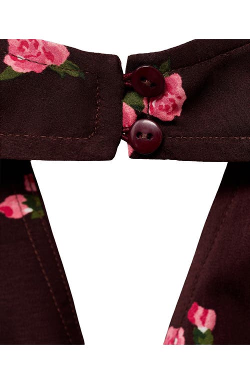 Mango Draped Floral Halter Top In Brown