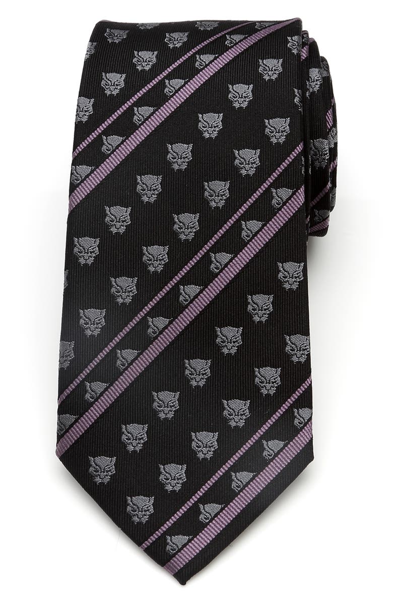 Cufflinks, Inc. Black Panther Stripe Silk Tie, Main, color, 
