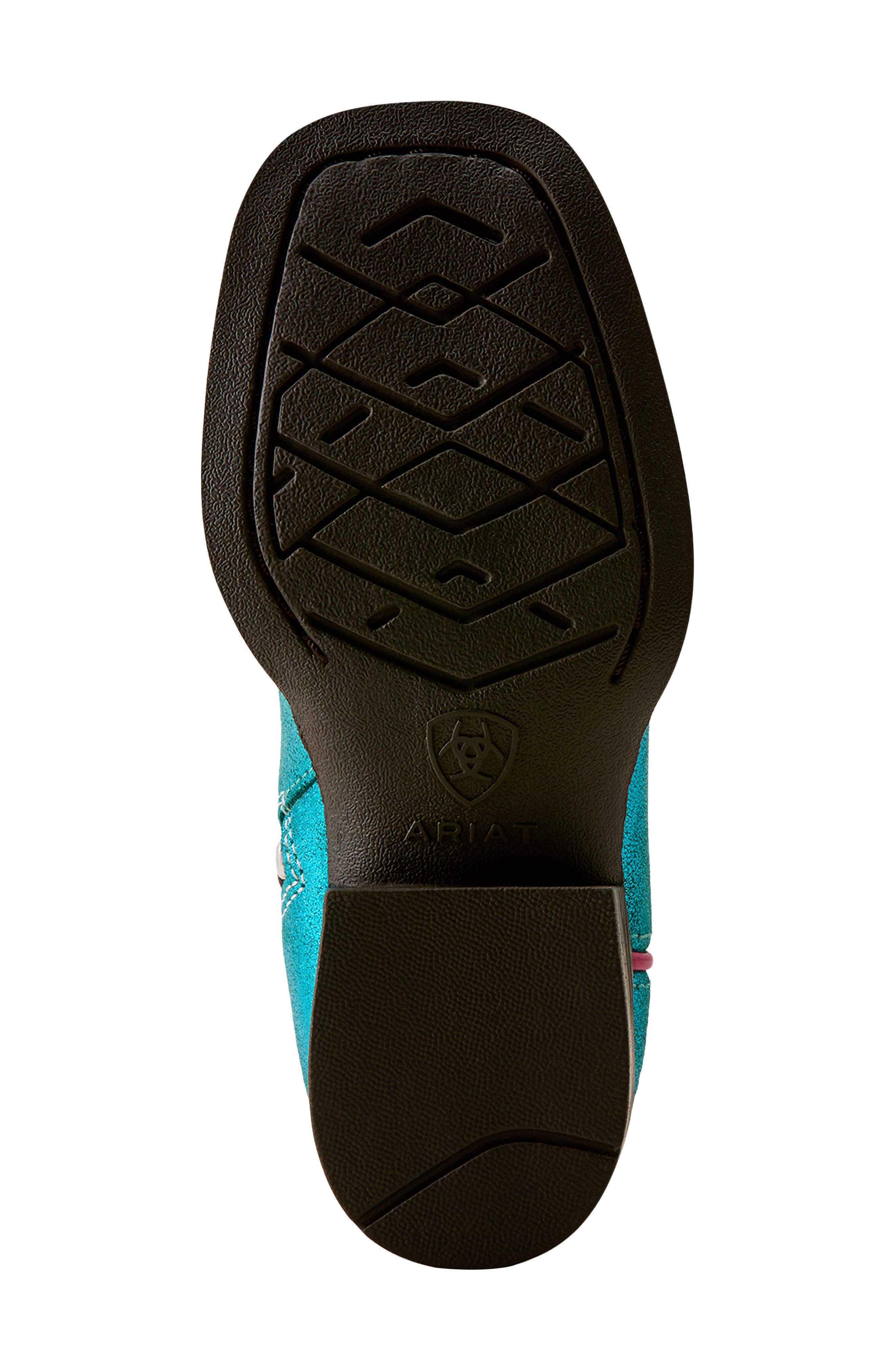 Kids' Skydancer Leather Western Boot, Alternate, color, AQUA DAZZLE