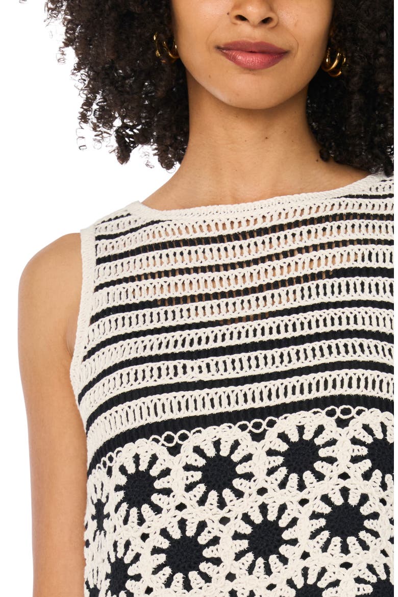 Crocheted Tank with Slipdress, Alternate, color, RICH BLACK