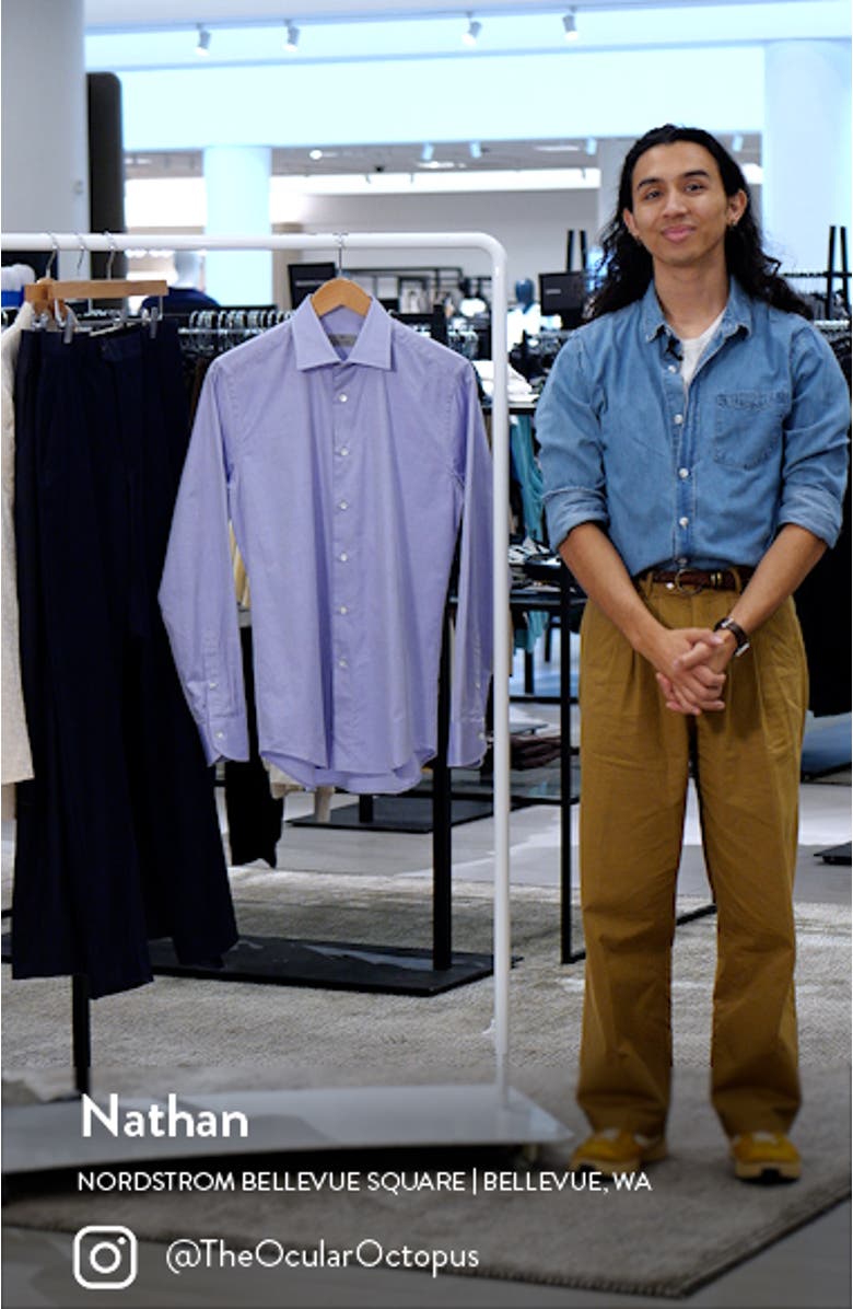 Regular Fit Cotton Herringbone Dress Shirt, sales video thumbnail