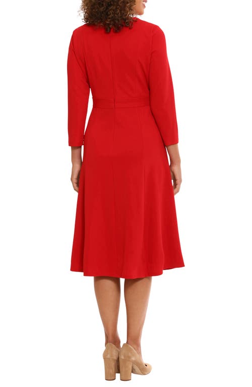 London Times Seamed Midi Dress In Red