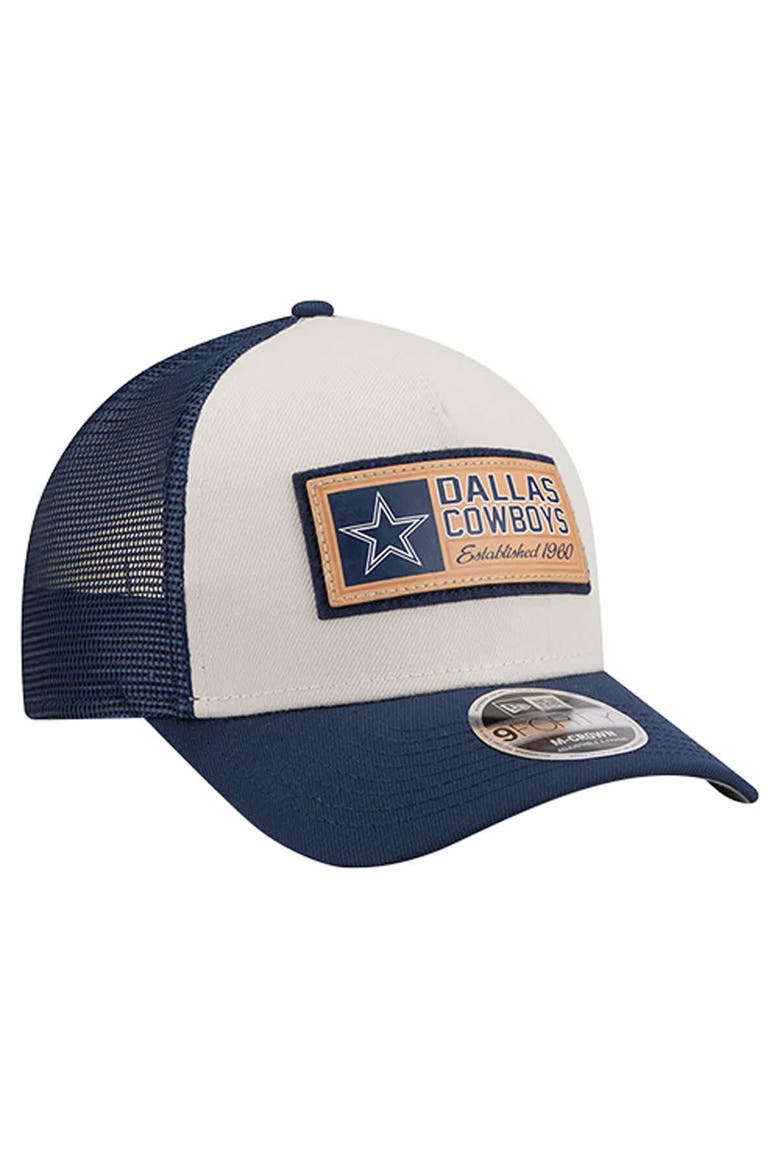 Men's New Era  Stone/Navy Dallas Cowboys Two-Tone Text 9FORTY M-Crown Adjustable Hat, Alternate, color, Stone
