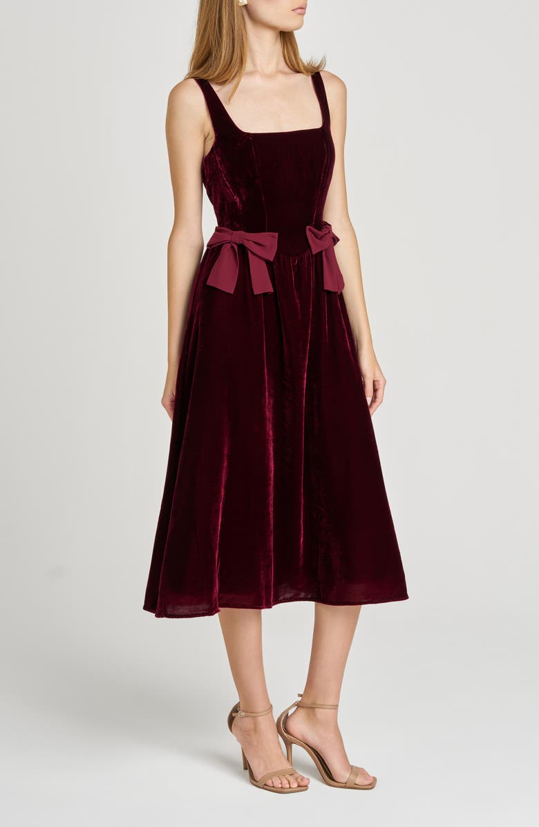 WAYF Ava Velvet Midi Dress, Alternate, color, Scarlet