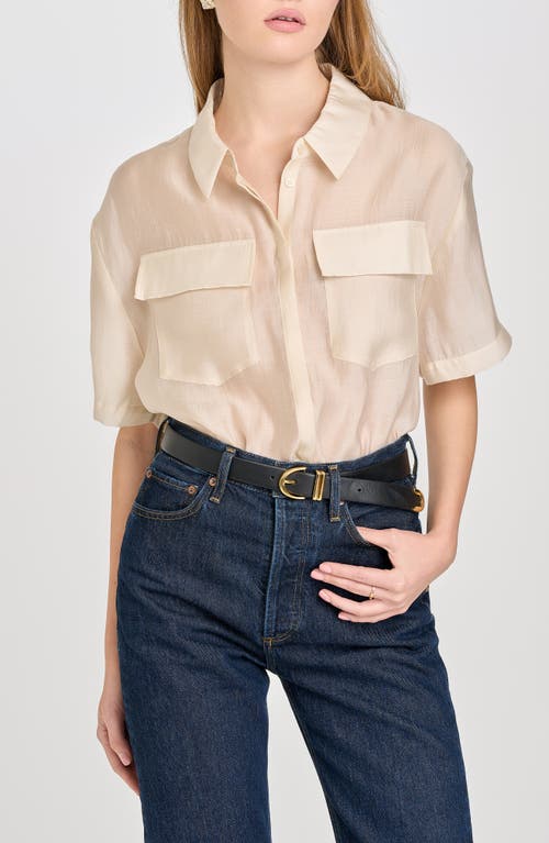Wayf Daria Short Sleeve Button-up Shirt In Beige
