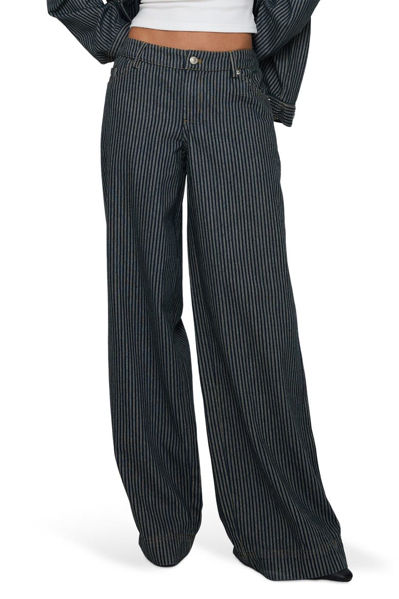 Actually Invested Stripe Low Rise Wide Leg Jeans, Main, color, DENIM STRIPE