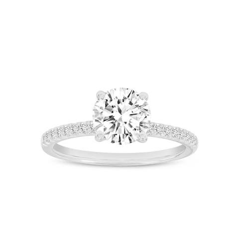 Mila 14K White Gold Round Cut Lab Grown Diamond Classic Engagement Ring - 1.65 ctw