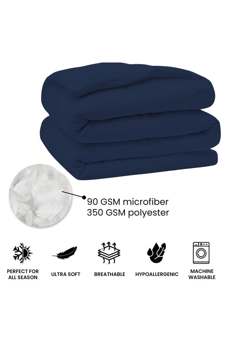 Luxury Home Solid Navy Microfiber Comforter, Alternate, color,