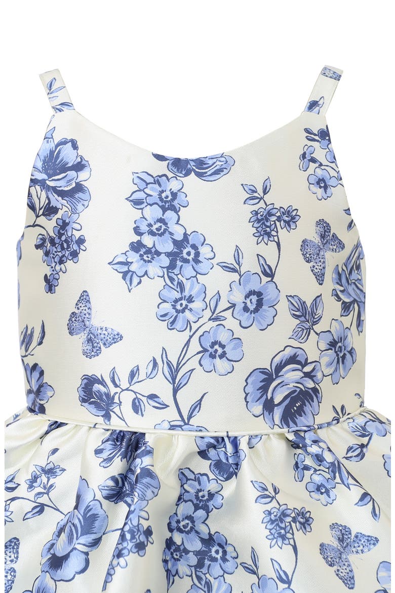Kids' Mikado Floral Scallop Hem Dress, Alternate, color, BLUE/IVORY