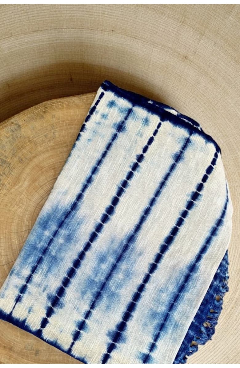 Pillowpia Indigo Shibori Throw, Alternate, color, Spine