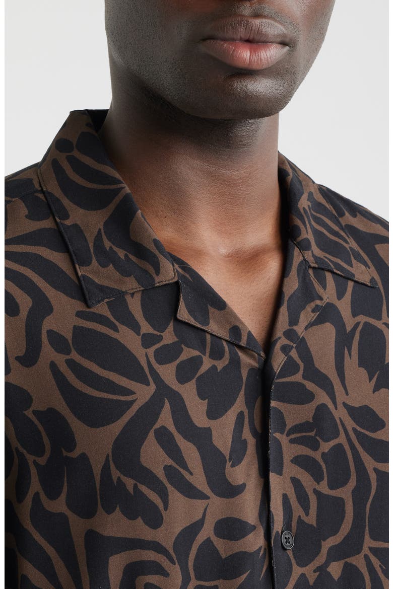 Didcot Abstract Floral Camp Shirt, Alternate, color, BLACK / BROWN