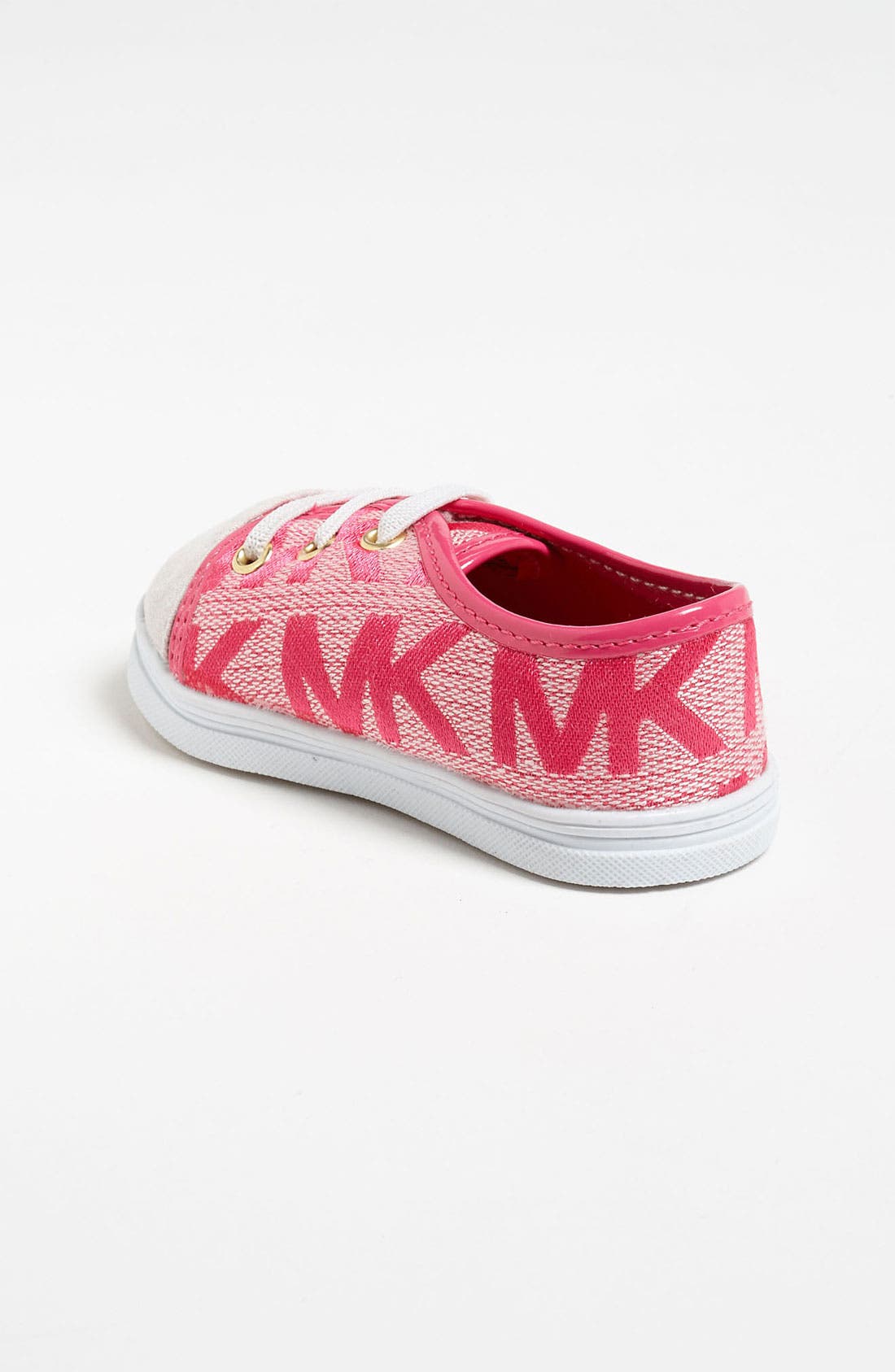 'Baby Monogram' Crib Shoe, Alternate, color, FUCHSIA MULTI