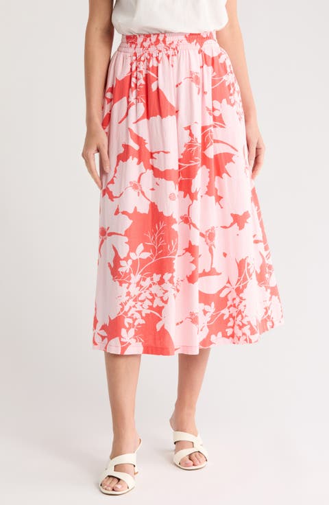 Linen Blend Pull-On Skirt