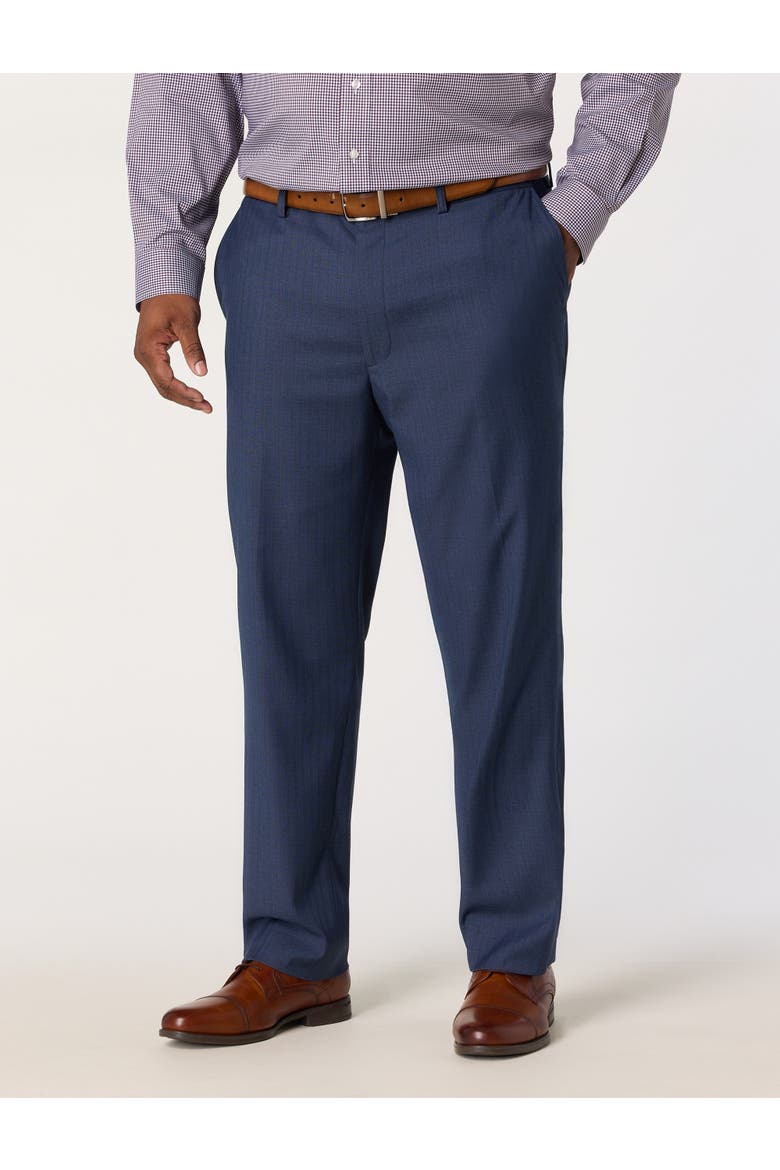 Big & Tall  Waist Relaxer Herringbone Pinstripe Suit Pants, Main, color, BLUE