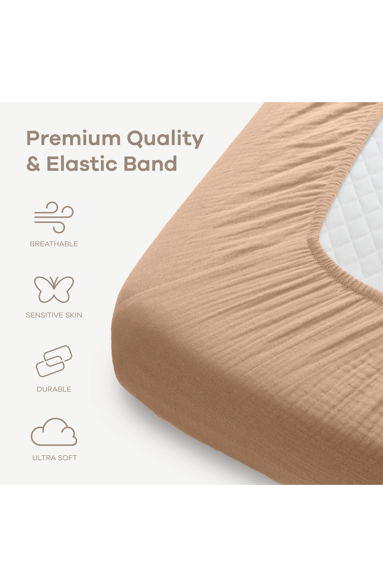 Comfy Cubs Muslin Fitted Crib Sheet - Pack of 2, Alternate, color, Cedar And Cream