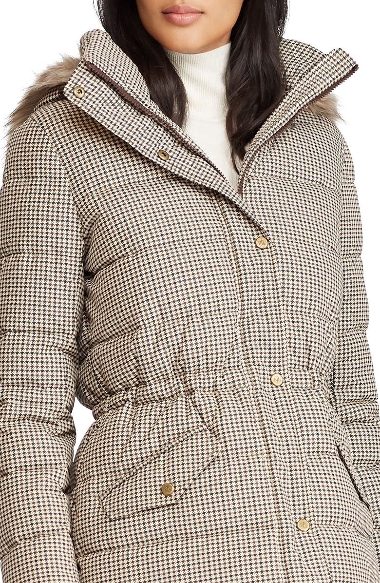 Lauren Ralph Lauren Print Quilted Parka with Faux Fur, Alternate, color, 