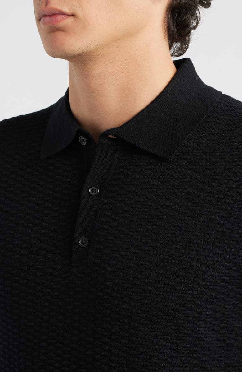 BOSS Diluigi Long Sleeve Virgin Wool Blend Polo Sweater, Alternate, color, Black