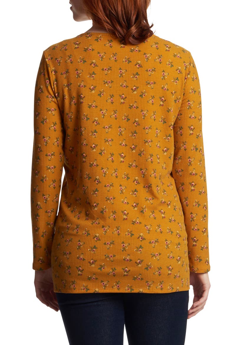 Adriana Stripe Long Sleeve Maternity/Nursing Tee, Alternate, color, MUSTARD DITSY
