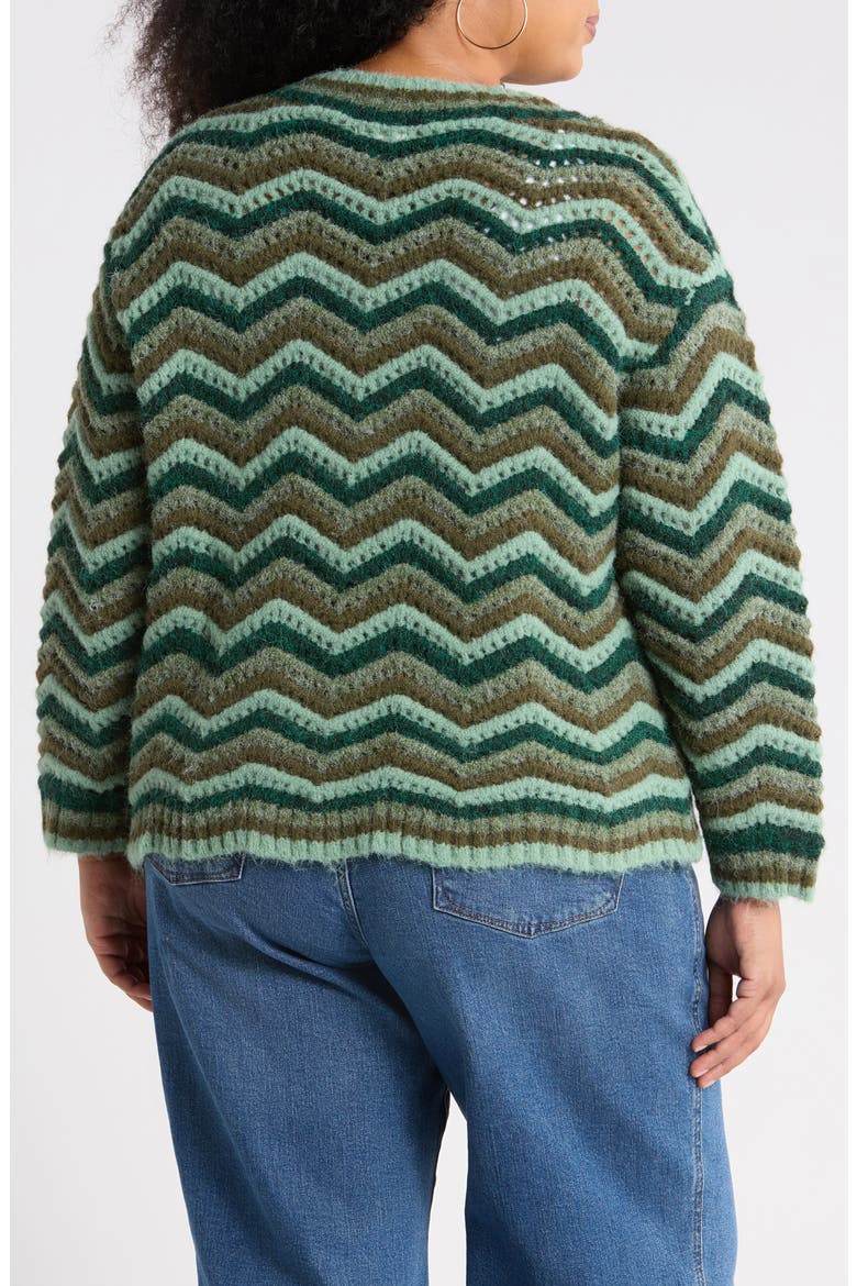 Harp Zigzag Cardigan, Alternate, color, EMERALD