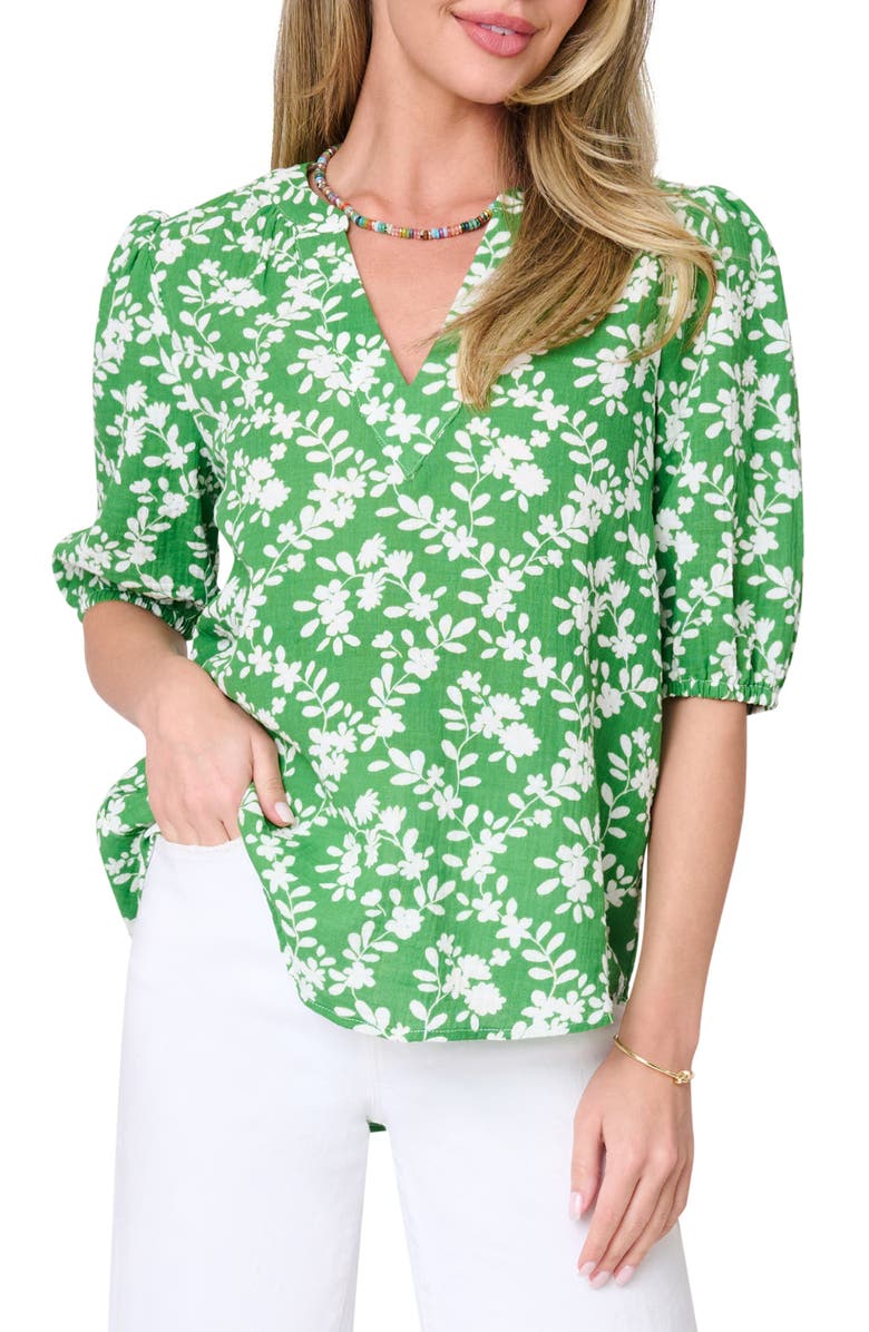 GIBSONLOOK Meadow Print Puff Sleeve Top, Main, color, 