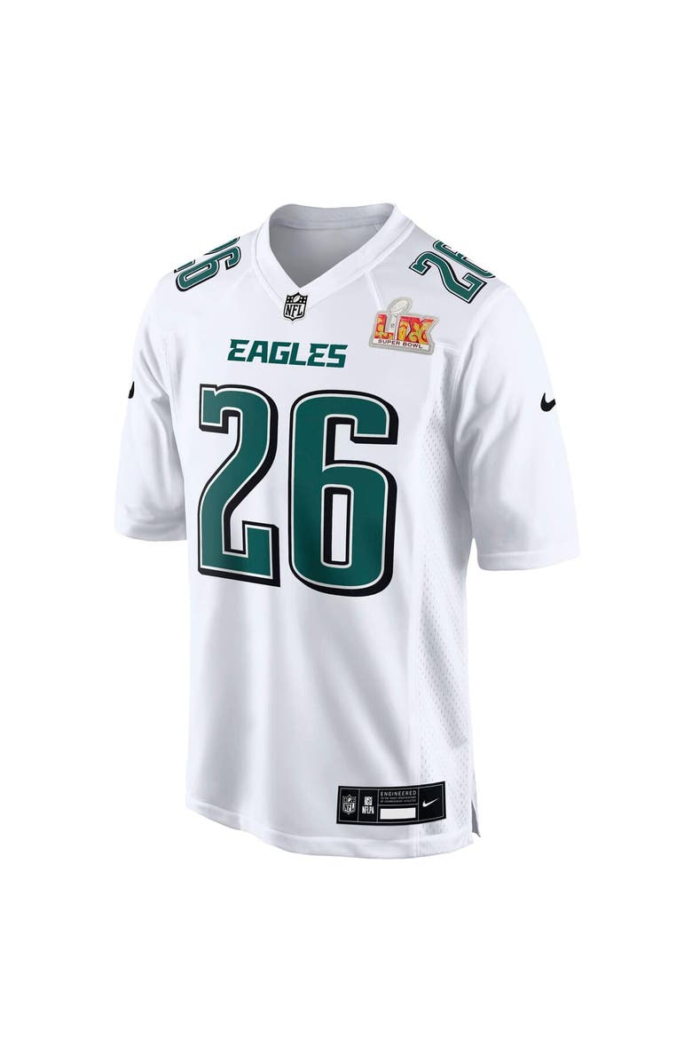 Nike Men's Nike Saquon Barkley Tundra White Philadelphia Eagles Super Bowl LIX Fashion Game Player Jersey, Alternate, color,