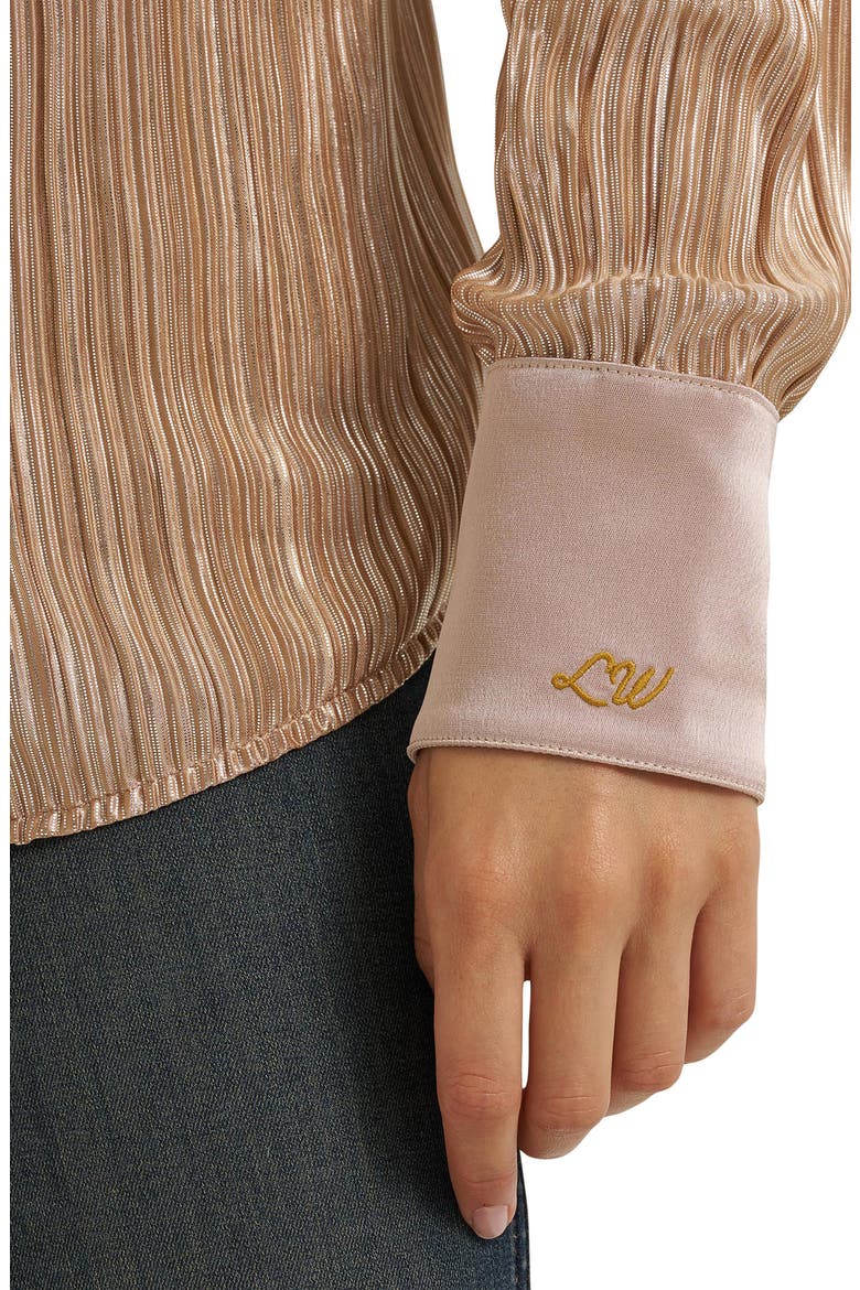 Pliss Long Sleeve Western Shirt, Alternate, color, ROSE GOLD