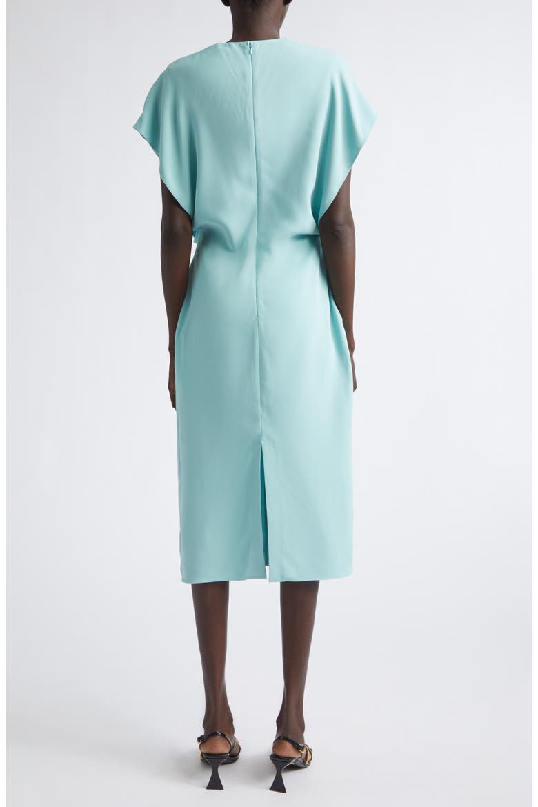 Draped V-Neck Midi Dress, Alternate, color, AQUAMARINE