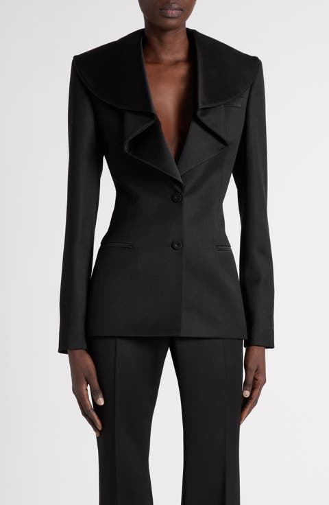 Ruffle Neck Wool Jacket