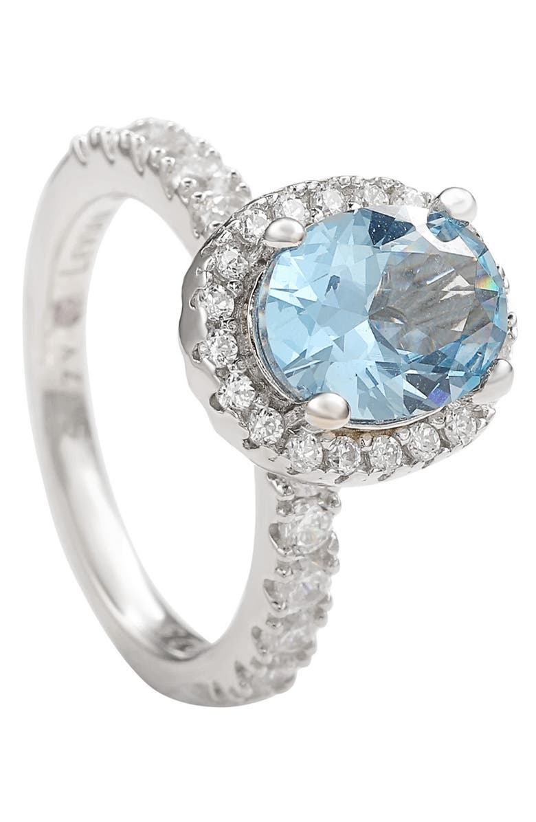 SUZY LEVIAN Sterling Silver Oval Cut Blue CZ Engagement Ring, Alternate, color, Blue