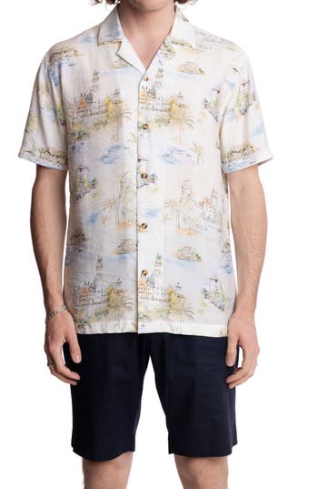 Paisley & Gray Cotton Camp Shirt In White