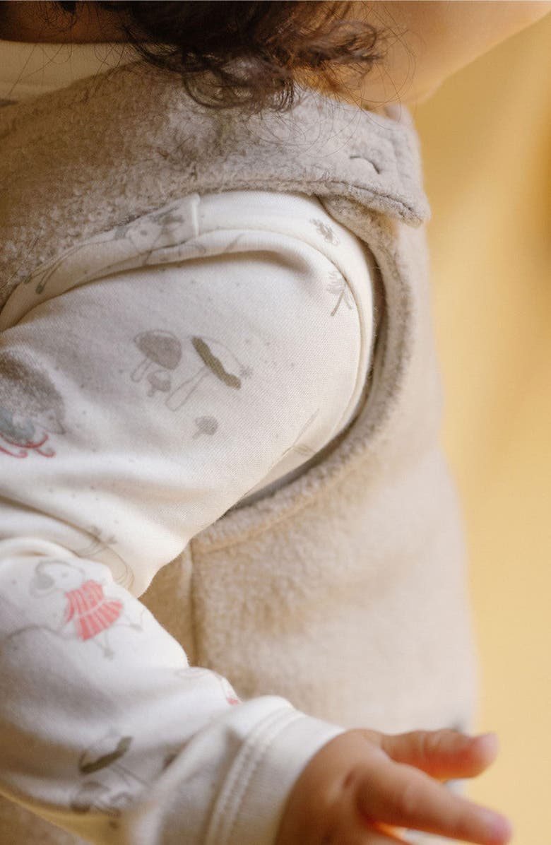 Pehr Organic Cotton Teddy Fleece Overalls, Alternate, color, Stone