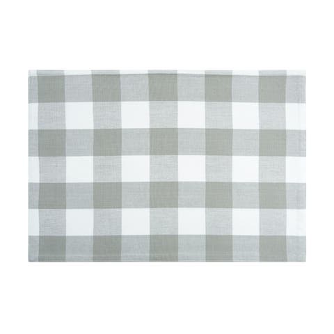 Franklin Slate Grey Gingham 100% Cotton Set of 6 Placemats 13" x 19"