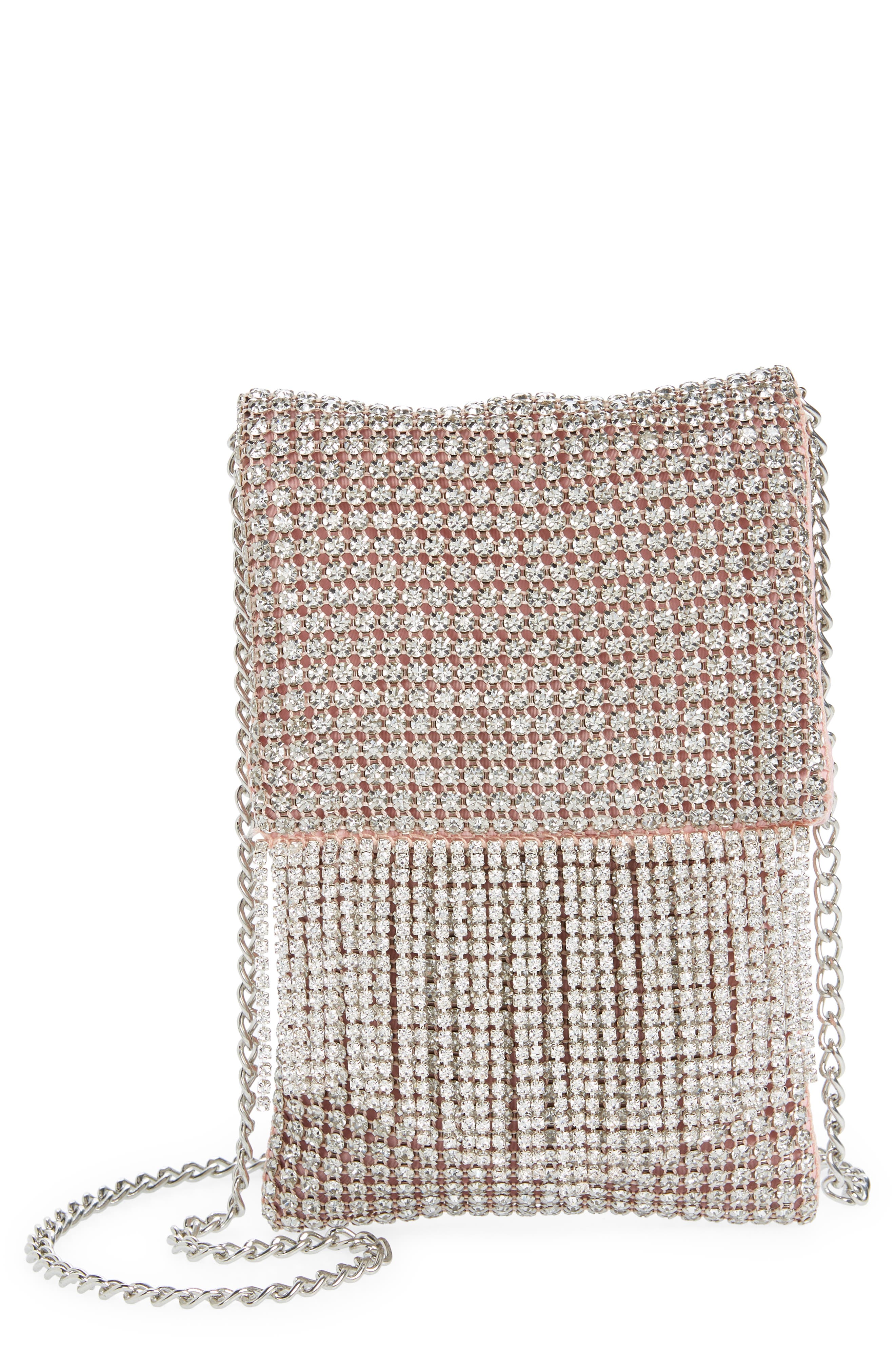 Mali + Lili Dahlia Rhinestone Crossbody Bag, Main, color, Silver