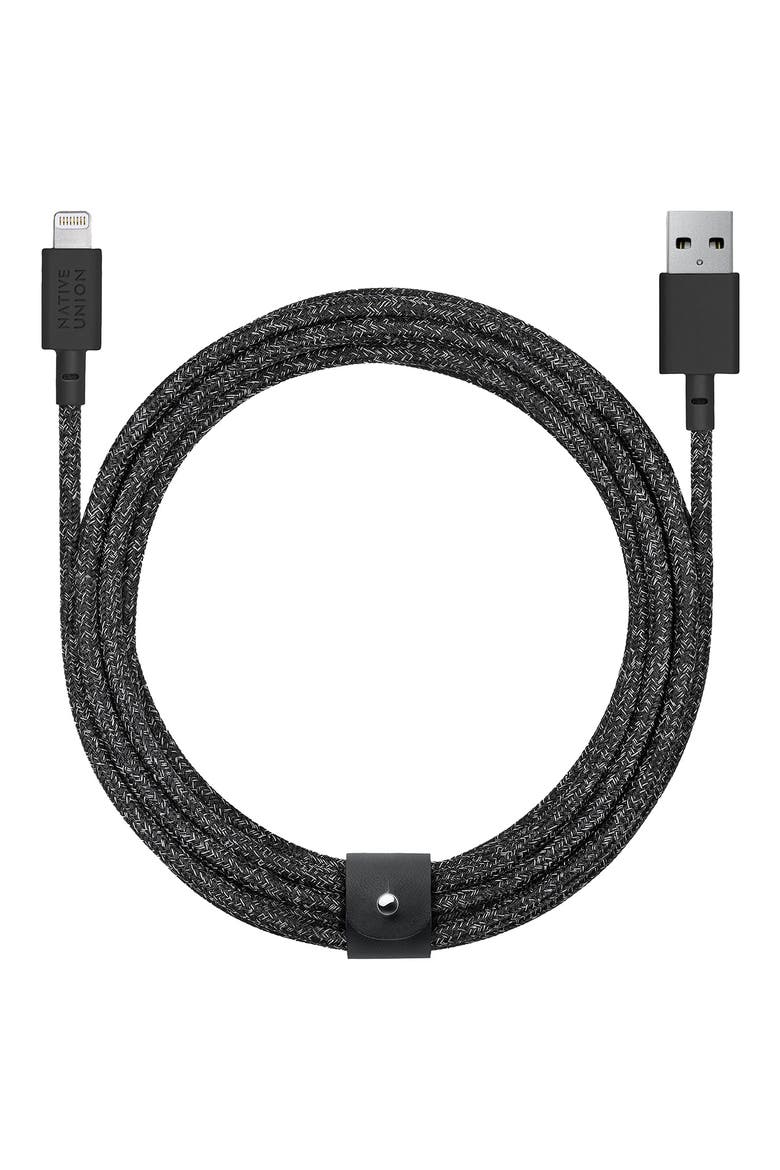 BELT Extra Large Lightning to USB Charging Cable, Main, color, COSMOS BLACK