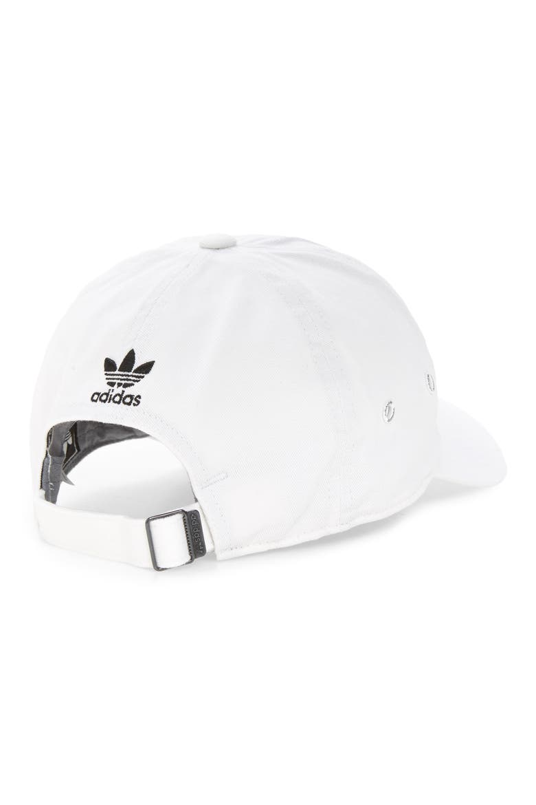 Mini Trefoil Relaxed Strap Back Hat, Alternate, color, WHITE/ BLACK