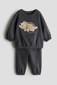 H&M 2-piece Teddy-detail Sweatshirt Set