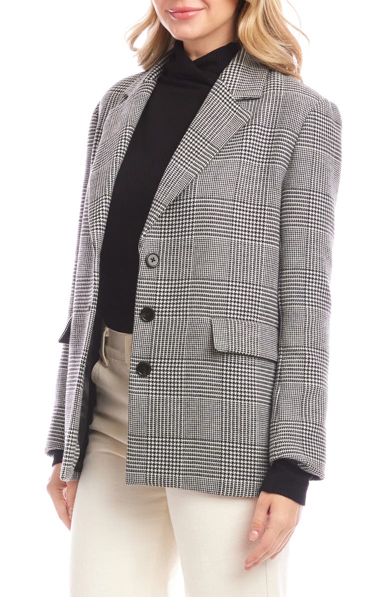 Karen Kane Houndstooth Blazer, Alternate, color, Black Off White